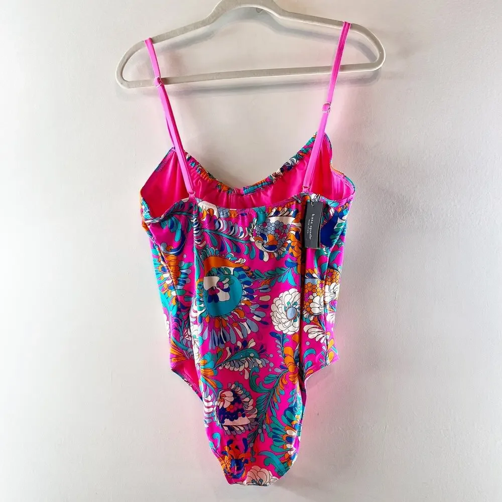 Kate Spade Sea Garden One Piece Underwire Swimsuit Pink XL